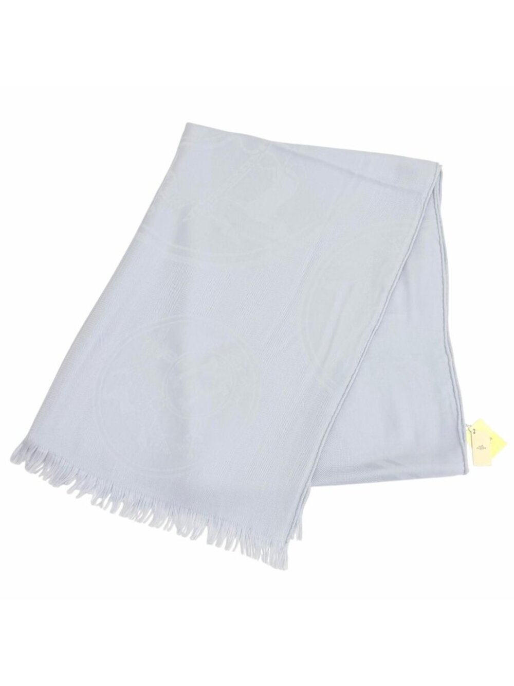 Hermes 57 New Libris Cashmere Silk Blend Gray Nuage Fringe Large Shawl Scarf